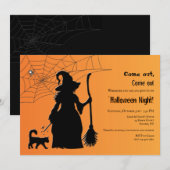 Invitation Silhouette de Sorcière Soirée d'Halloween (Devant / Derrière)