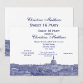 Invitation Silhouette de Washington DC Navy Sweet 16 (Devant / Derrière)