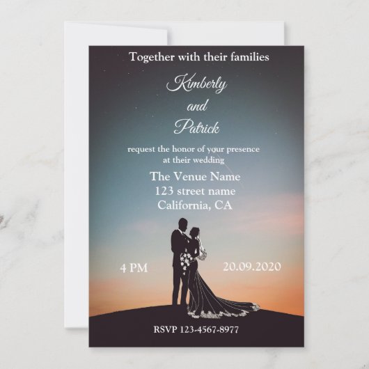 Invitation Silhouette Du Mariage De Mariée (Devant)