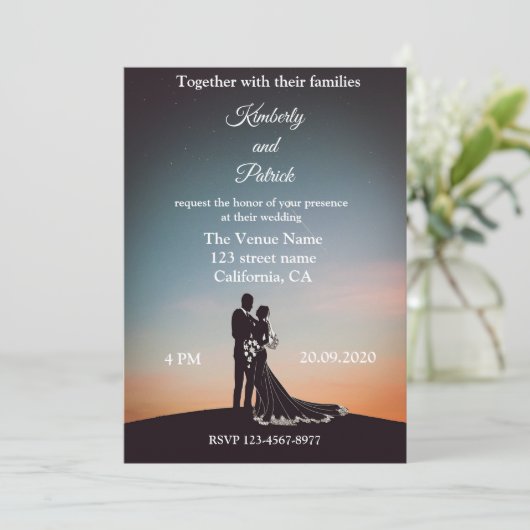 Invitation Silhouette Du Mariage De Mariée (Debout devant)