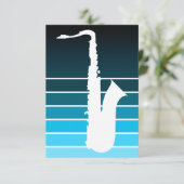 Invitation silhouette du saxophone : fond bleu (Debout devant)