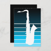 Invitation silhouette du saxophone : fond bleu (Devant / Derrière)