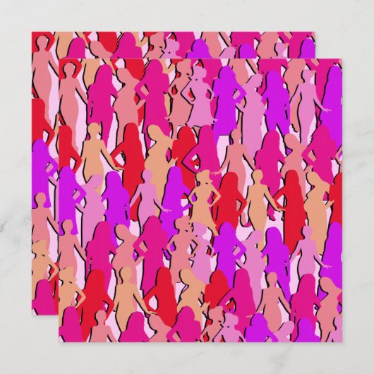 Invitation Silhouette féminine rose (Devant / Derrière)