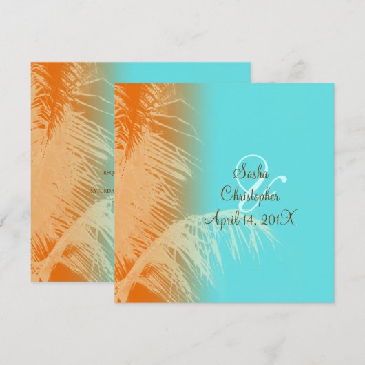 Invitation Silhouette feuille de noix de coco (Devant / Derrière)