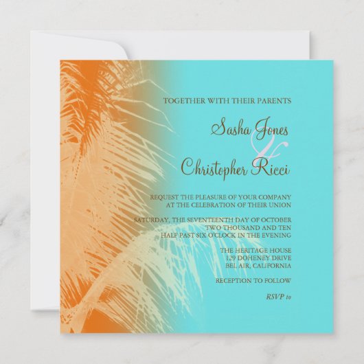 Invitation Silhouette feuille de noix de coco (Dos)