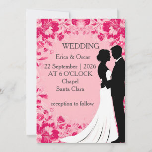 Invitation 🌸 Silhouette Floral De Mariage Avec Fleurs Roses
