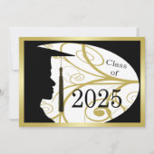 Invitation Silhouette Gold/Black Man 2025 Graduation Party (Devant)