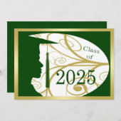 Invitation Silhouette Gold et Green Man 2025 Card (Devant / Derrière)