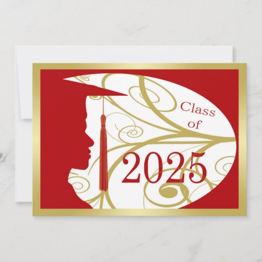 Invitation Silhouette Gold et Red Man 2025 Card (Devant)