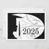 Invitation Silhouette homme blanc et noir 2025 Graduation Par (Devant)