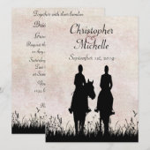 Invitation Silhouette Horseback équitation Couple Horse Maria (Devant / Derrière)