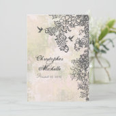 Invitation Silhouette Hummingbirds and Flowers Mariage (Debout devant)