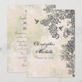 Invitation Silhouette Hummingbirds and Flowers Mariage (Devant / Derrière)