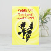 Invitation silhouette joyeuse en canoë kayak (Debout devant)