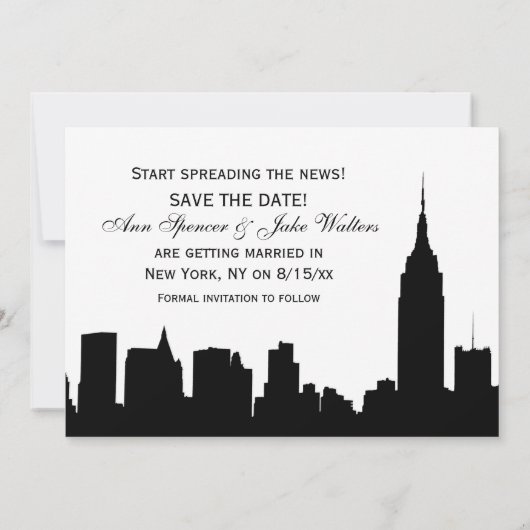 Invitation Silhouette large NYC do-it-yourself couleur BG Enr (Dos)
