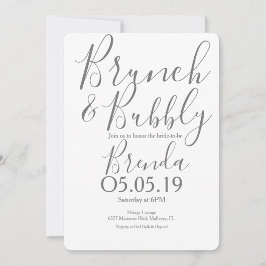 Invitation Silhouette Lemon Lime Mariage moderne Brunch (Devant)