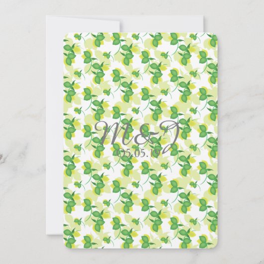 Invitation Silhouette Lemon Lime Mariage moderne Brunch (Dos)