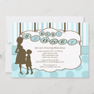 Invitation Silhouette Maman Baby shower Baby Boy Blue