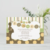 Invitation Silhouette Maman Baby shower Garçon ou fille Brown (Debout devant)