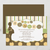 Invitation Silhouette Maman Baby shower Garçon ou fille Brown (Devant / Derrière)