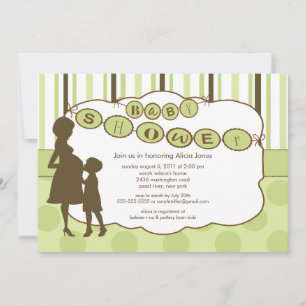 Invitation Silhouette Maman Baby shower Sexe Vert neutre