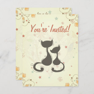 Invitation Silhouette Maman Chat et Kitten Baby shower Invita