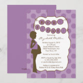 Invitation Silhouette Maman Fille Baby shower Purple Brown (Devant / Derrière)