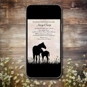 Invitation Silhouette Mare et Baby shower de Cheval Foin
