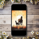 Invitation Silhouette Mare et Foie Sunset Horse Baby shower