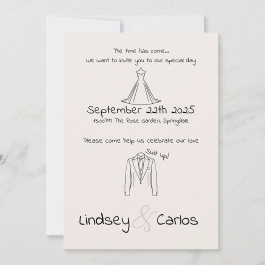 Invitation Silhouette moderne élégante "Suit up" (Devant)