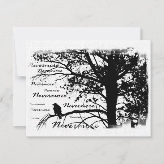 Invitation Silhouette noir et blanc de Nevermore Raven (Devant)
