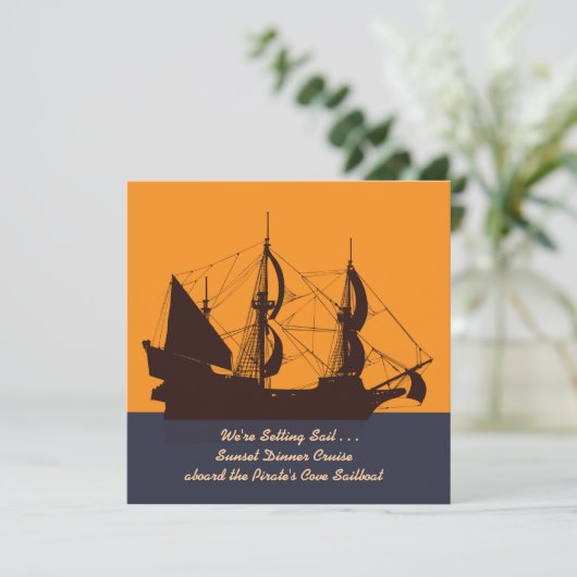 Invitation Silhouette Pirate Ship (Debout devant)