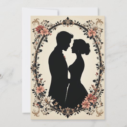 Invitation Silhouette romantique d'un couple (Devant)