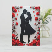 Invitation Silhouette romantique d'un couple (Debout devant)