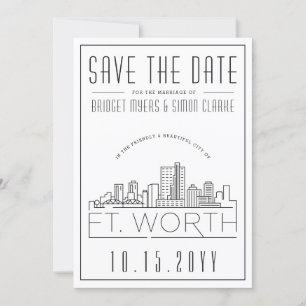 Invitation Silhouette stylisé de Fort Worth pour mariage, car