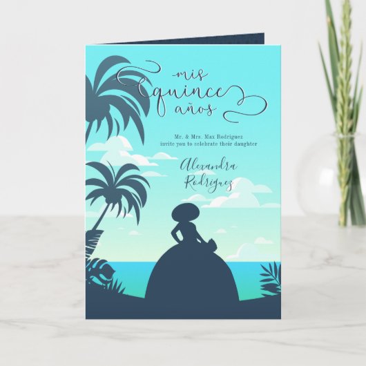 Invitation Silhouette tropicale Charro Quinceanera Photo (Devant)