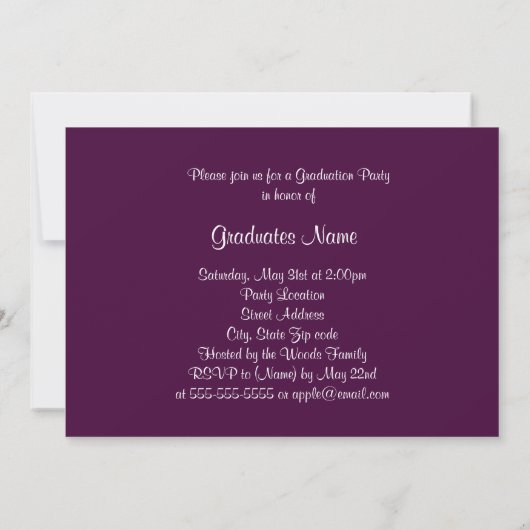 Invitation Silhouette violette et blanche 2025 Graduation Par (Dos)