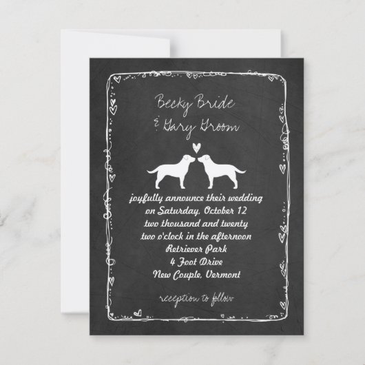 Invitation Silhouettes de chien Retriever du Labrador Mariage (Devant)