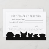 Invitation Silhouettes de chien rustique Certifikate d'adopti (Devant / Derrière)