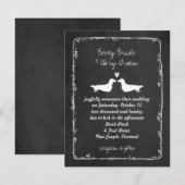 Invitation Silhouettes de Dachshund à longs poils Mariage (Devant / Derrière)