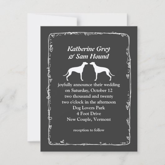Invitation Silhouettes de Greyhound Mariage (Devant)