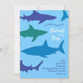 Invitation Silhouettes de requin mignonnes Enfants 1er annive (Devant)