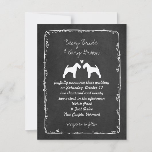 Invitation Silhouettes de Terrier Gallois Mariage (Devant)