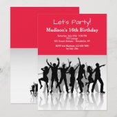 Invitation Silhouettes des gens du parti (Devant / Derrière)