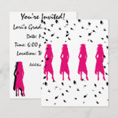 Invitation Silhouettes roses - Fête des diplômés (Devant / Derrière)