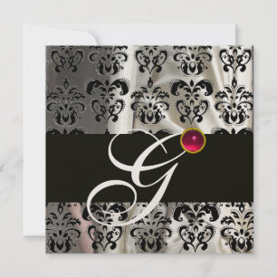 INVITATION SILK BLANC NOIR DOMMASK VÊTEMENT MONOGRAMME ROSE R