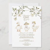 Invitation Silly Goose 1er anniversaire Neutre Floral (Devant)