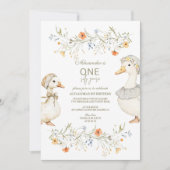 Invitation Silly Goose 1er anniversaire Neutre Floral (Devant)