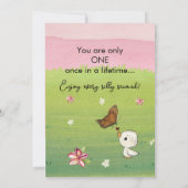 Invitation Silly Goose 1st Birthday Pink Bow Green Coquette  (Dos)