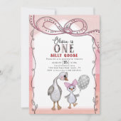 Invitation Silly Goose 1st Birthday Watercolor Hand drawn (Devant)